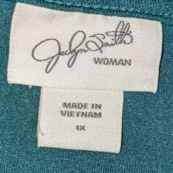 Jaclyn Smith Sz 1X Green Round Neck Embossed Textured Short Sleeve Tshirt - Picture 5 of 6